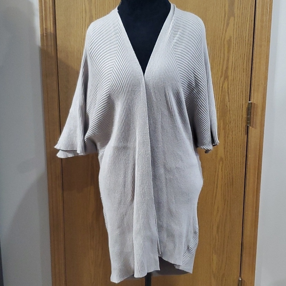 Karissa one size oatmeal ribbed dolman sleeve open front cardigan